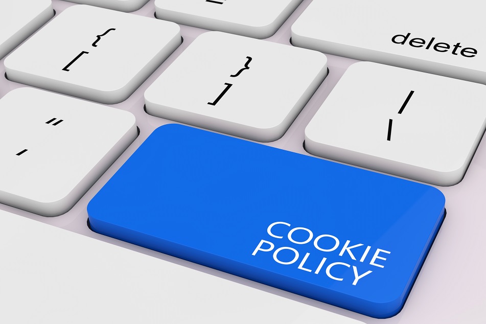 Blue Cookie Policy Key White Pc Keyboard Extreme Closeup 3d Rendering U